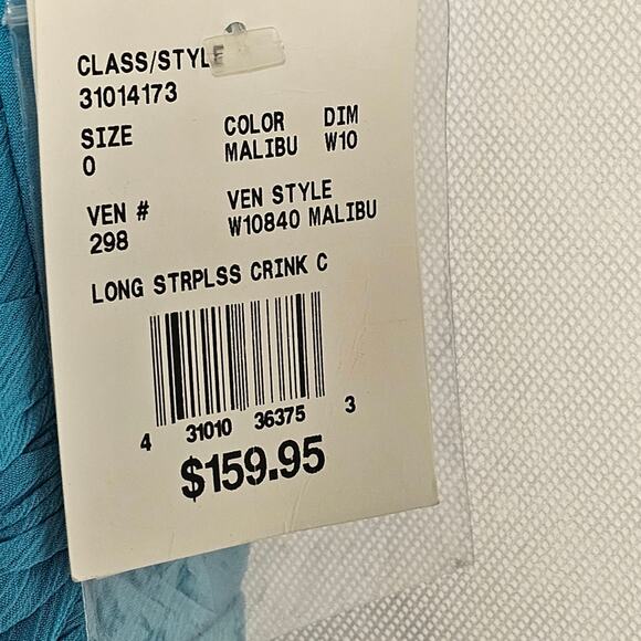 David's Bridal Crinkle Chiffon Dress Cascade Skirt in Malibu NWT Size 0 - Picture 12 of 16